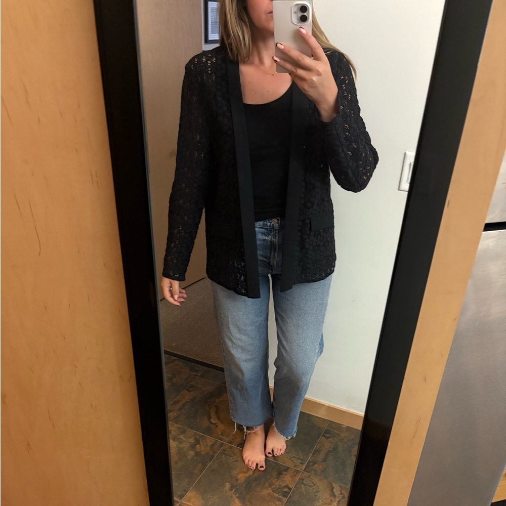 Zara | Basic Black Crochet Lace Cardigan